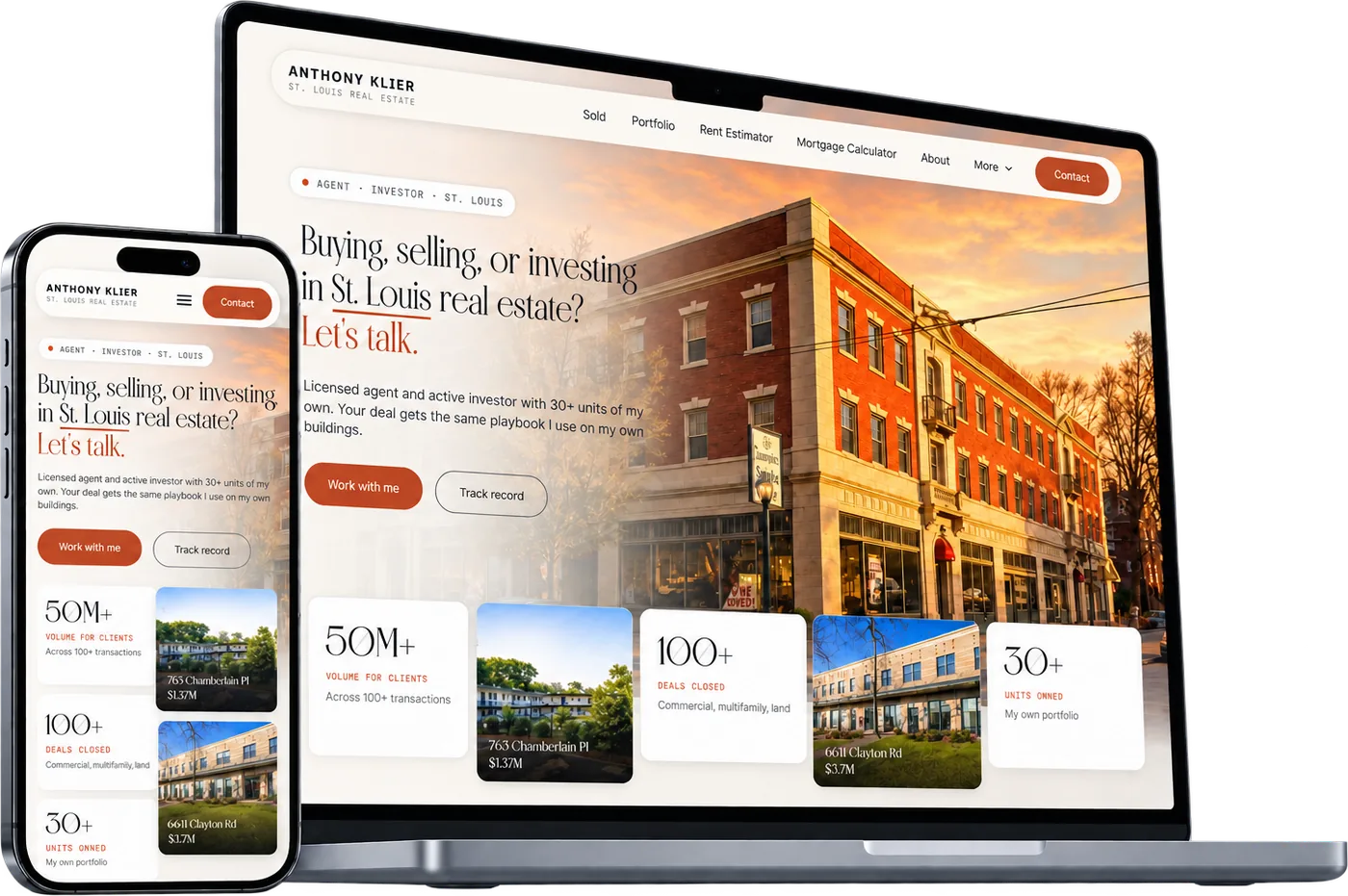 Anthony Klier website on a laptop and phone